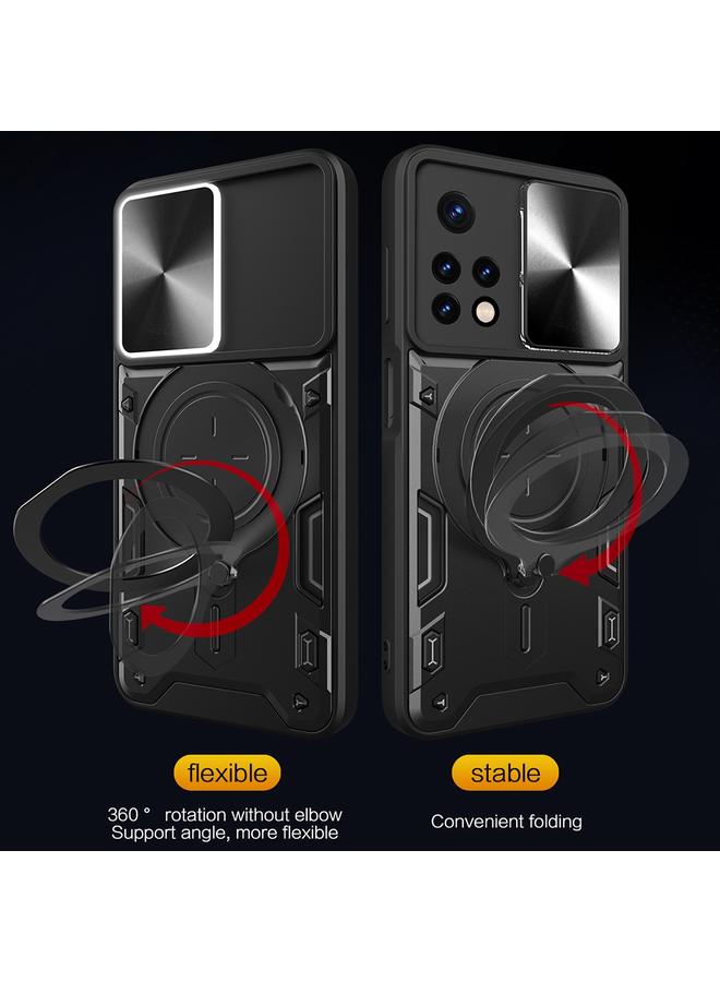 erorex Case For Xiaomi Redmi Note 11 Global CD Texture Sliding Camshield Magnetic Holder Phone Case - Image 3