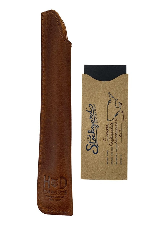 Hide & Drink, Pen Case Handmade from Full Grain Leather (Bourbon Brown) - Image 5