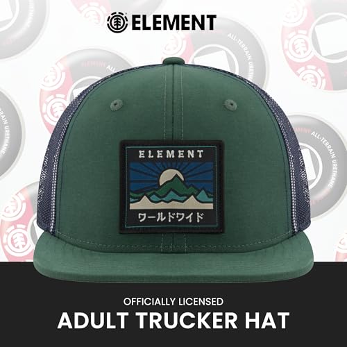 Element Trucker Hat, 6 Panel Adult Baseball Cap with Flat Brim, Dark Green, One Size - Image 2