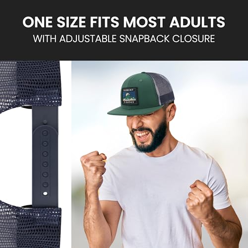 Element Trucker Hat, 6 Panel Adult Baseball Cap with Flat Brim, Dark Green, One Size - Image 4