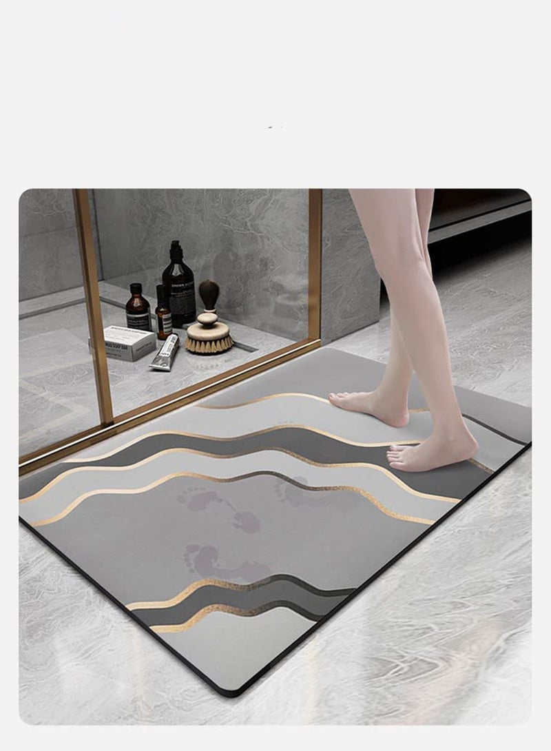 LIMOS Non-Slip Bathroom Bath Mat Rug Diatomaceous Earth Quick Dry Water Absorbent Bath Mats Rubber Backed Around The Toilet Rug Bathroom Carpets (Style A) - Image 4