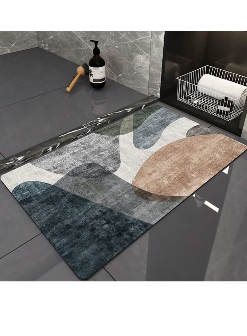 LIMOS Non-Slip Bathroom Bath Mat Rug Diatomaceous Earth Quick Dry Water Absorbent Bath Mats Rubber Backed Around The Toilet Rug Bathroom Carpets (Style A) - Image 1