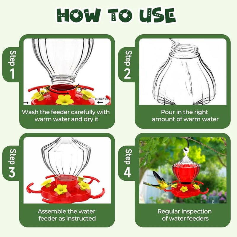 2025 New Hummingbird Feeders 3 Pack with Ant Moat Easy Clean Leak Proof Outdoor Garden Decor Gifts - Image 5