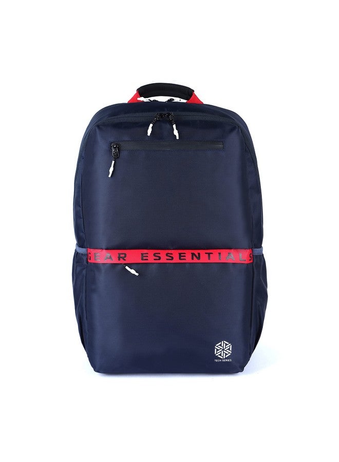 Gear Gear LOGI-Q 27L Medium Water Resistant Laptop Backpack/Backpack/Office Bag with Trolley Sleeve for Men/Women (Navy-Red)  - Image 1