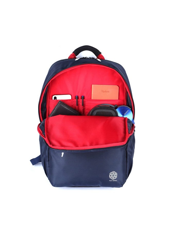 Gear Gear LOGI-Q 27L Medium Water Resistant Laptop Backpack/Backpack/Office Bag with Trolley Sleeve for Men/Women (Navy-Red)  - Image 5