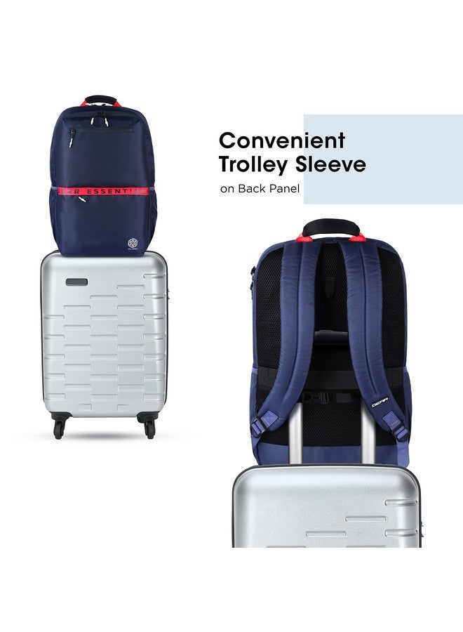 Gear Gear LOGI-Q 27L Medium Water Resistant Laptop Backpack/Backpack/Office Bag with Trolley Sleeve for Men/Women (Navy-Red)  - Image 3