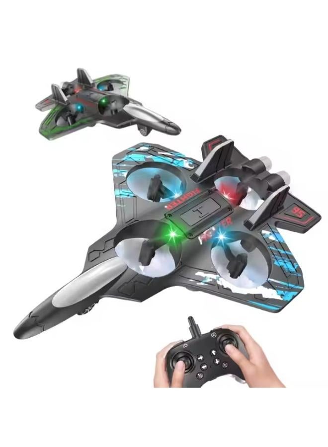 Professional RC Fighter Drone Plane | 2.4GHZ Remote Control Airplane, Drones for Kids, 360°Flip Fighter for Beginners with LED Navigation Lights  - Image 1