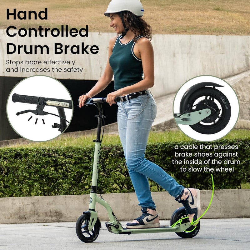 AERO MOBILITY Aero Kick Scooter for Kids 10+, Teens & Adults | Light Up Wheels, Hand Brake, Rubber Mat & Shock Absorption | Foldable & Height Adjustable - Clay - Image 3