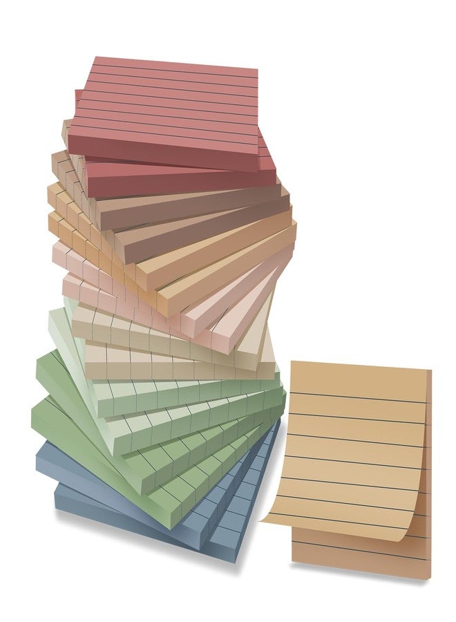 Kozerite (16 Pack) Lined Sticky Notes 3x3 in Ruled Stickies Super Sticking Power Memo Pads Vintage Colors - Image 1