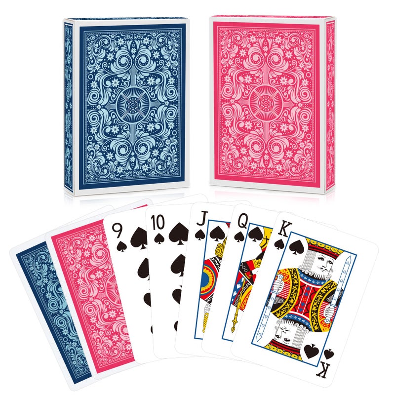 Timenued Playing Cards 2 Pack2 Decks of CardsPlaying Card Games for AdultsPoker Cards ProfessionalStandard Playing Cards SetSuitable for Game NightVarious Party GamePinkLight Blue - Image 3