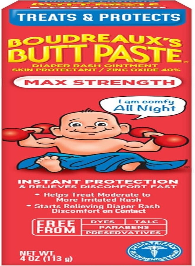 Boudreaux's Butt Paste Boudreaux’s Butt Paste Diaper Rash Ointment, Baby Rash Cream Skin Protectant, Fast Relief for Diaper Rash, Soothing Barrier Cream, Maximum Strength, 4 Ounce Tube (Pack of 4) - Image 2