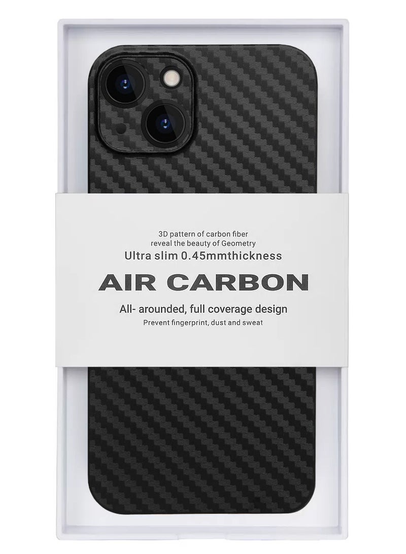 ELLAGECASE حافظة لجهاز iPhone 15 Plus، كربون أسود، حماية قوية للكاميرا، رقيقة وخفيفة الوزن، كربون مغطى بالبلاستيك، متوافقة مع ماغسيف والشحن اللاسلكي - Image 3