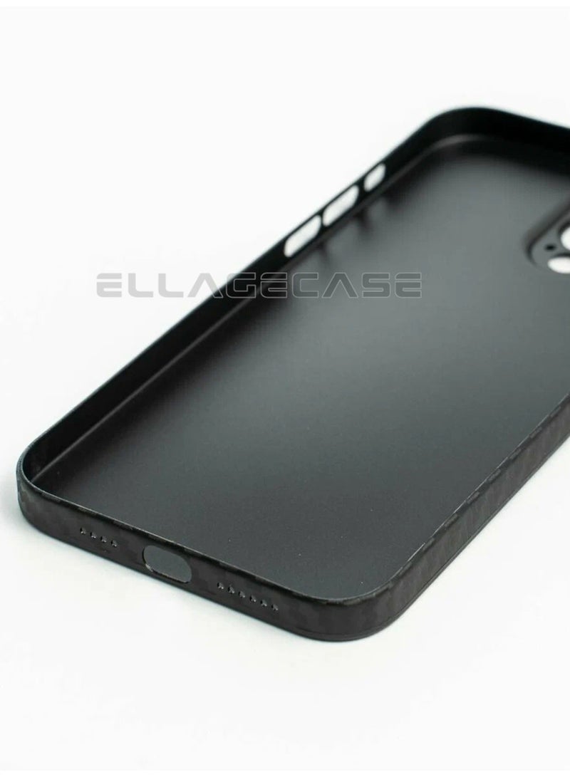 ELLAGECASE حافظة لجهاز iPhone 15 Plus، كربون أسود، حماية قوية للكاميرا، رقيقة وخفيفة الوزن، كربون مغطى بالبلاستيك، متوافقة مع ماغسيف والشحن اللاسلكي - Image 4
