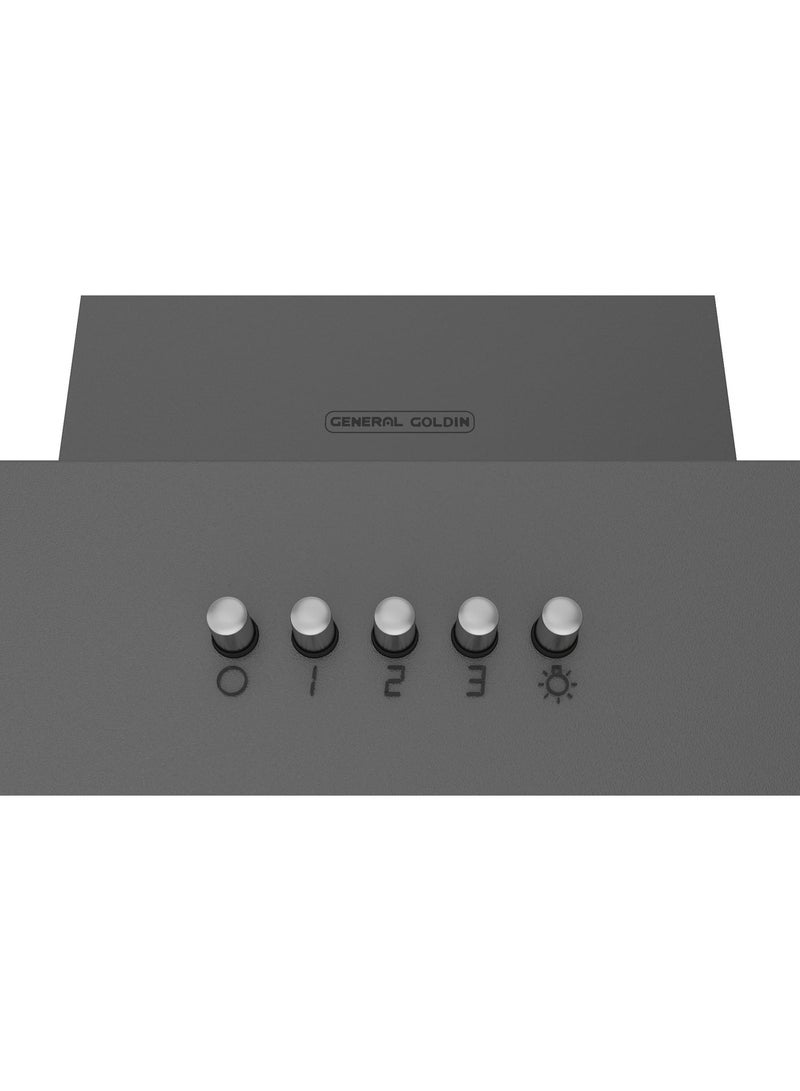 جنرال جولدن شفاط طبخ جنرال جولدين 90×45 سم، مثبت على الحائط، من الفولاذ المقاوم للصدأ، نوع T، أسود، 5 فلاتر، 3 سرعات، - Image 4