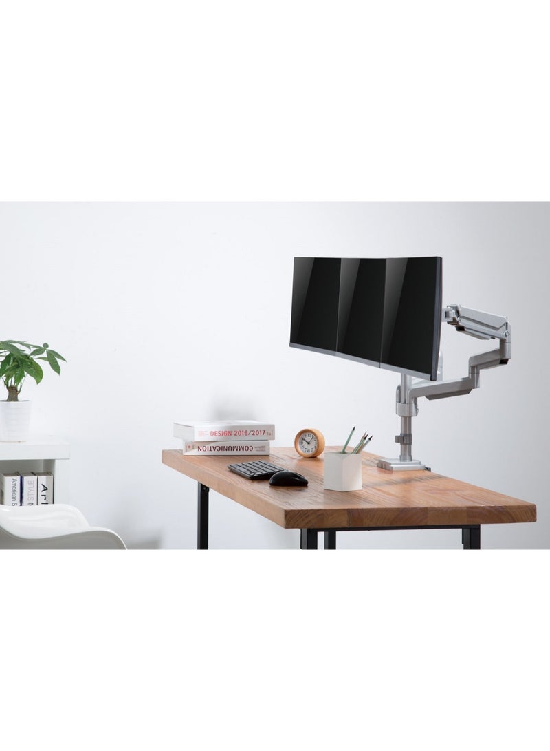 Skill Tech Skilltech SH100 C036 – Premium Triple Monitor Gas-Spring Arm for 17–30" Screens | Heavy-Duty Pole Mount | Full Motion +90°/–90° Tilt | 1–7kg per Screen | Max VESA 100×100 | Clamp & Grommet Installation – Space Grey - Image 4
