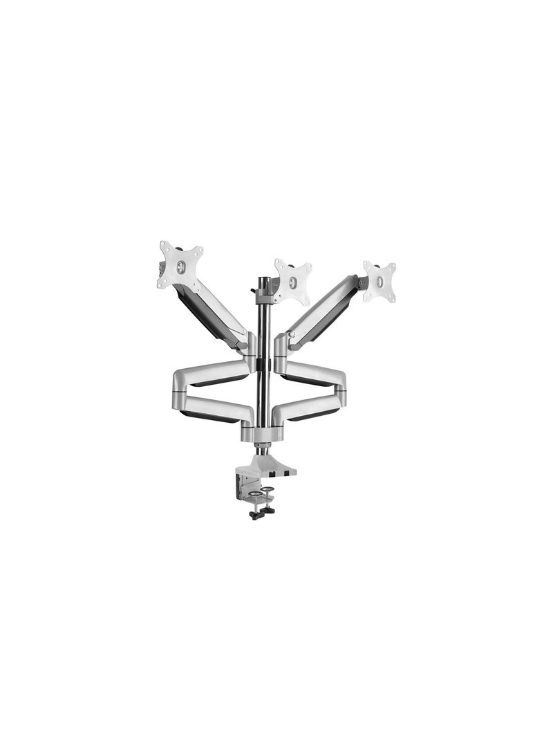 Skill Tech Skilltech SH100 C036 – Premium Triple Monitor Gas-Spring Arm for 17–30" Screens | Heavy-Duty Pole Mount | Full Motion +90°/–90° Tilt | 1–7kg per Screen | Max VESA 100×100 | Clamp & Grommet Installation – Space Grey - Image 5