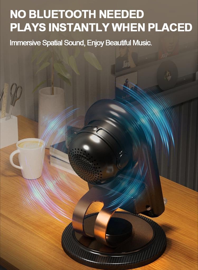 linkship Cell Phone Stand 3-in-1 Wireless Charging Bluetooth Speaker & Phone Stand for Desk – 360° Rotatable, 15W Fast Charging, Touch-to-Play, 360° Surround Sound, 10m Bluetooth Range  - Image 4
