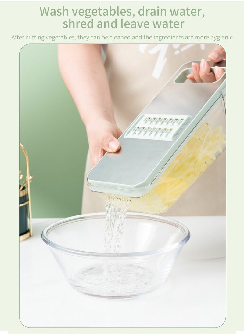 LEOKOR Leachable Vegetable Chopper With 6 Blades Multipurpose Julienne Grater With Hand Guard  - Image 4