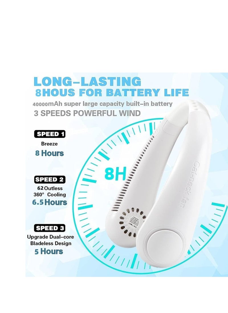 ELTRAZONE Portable Neck Fan,Hands Free Bladeless Fan, 360° Cooling Personal Wearable Fan 3 Speeds 4000mAh Rechargeable Battery Operated, No Hair Twisting, Headphone Design Neck Fan for Women Men  - Image 4