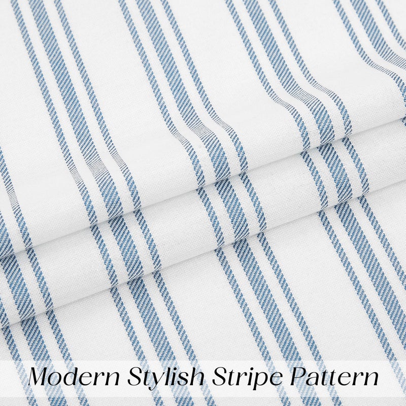 ZJDECOR Cotton Blended Kitchen Curtain Valances for Window,Blue Vertical Stripes on White Light Filtering Cafe Curtain for Home Decor,Farmhouse Window Treatment,Rod Pocket,55" Wx15 L(Pack of 1) - Image 5