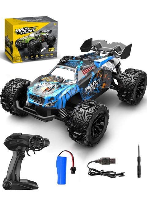 RC Cars 1:20 Scale Remote Control Car, 2.4GHZ Fast Racing Monster Car, All Terrains RC Truck with Rechargeable Batteries for Boys Kids Adults