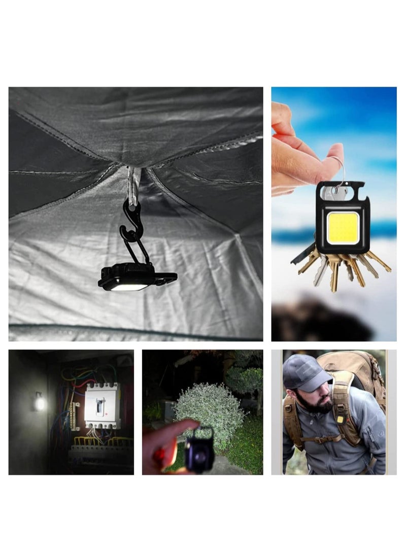Generic - Mini Flash Light with Ultra Bright, Rechargeable Cup and Portable Keychain Key with Fold Support, Bottle Open and Magnetic Base, Suitable for Camping, Hunting, Walking, Black - Image 1