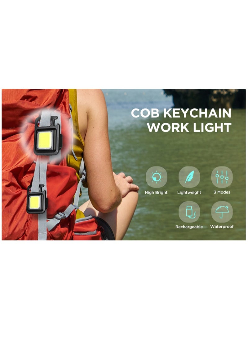 Generic - Mini Flash Light with Ultra Bright, Rechargeable Cup and Portable Keychain Key with Fold Support, Bottle Open and Magnetic Base, Suitable for Camping, Hunting, Walking, Black - Image 1