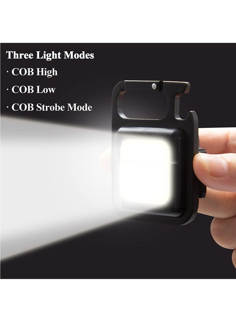 Generic - Mini Flash Light with Ultra Bright, Rechargeable Cup and Portable Keychain Key with Fold Support, Bottle Open and Magnetic Base, Suitable for Camping, Hunting, Walking, Black - Image 1