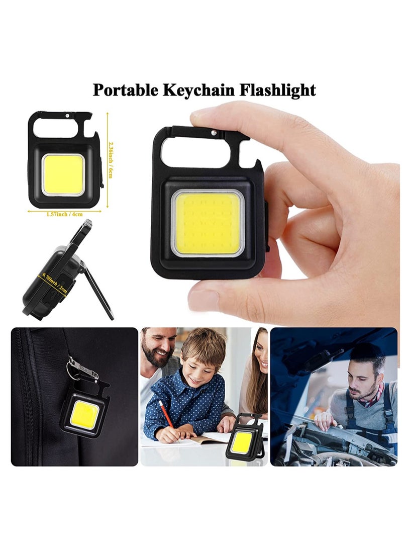 Generic - Mini Flash Light with Ultra Bright, Rechargeable Cup and Portable Keychain Key with Fold Support, Bottle Open and Magnetic Base, Suitable for Camping, Hunting, Walking, Black - Image 1