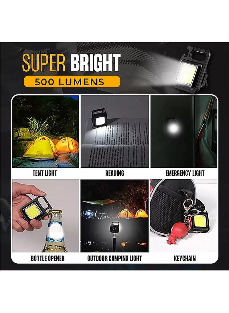 Generic - Mini Flash Light with Ultra Bright, Rechargeable Cup and Portable Keychain Key with Fold Support, Bottle Open and Magnetic Base, Suitable for Camping, Hunting, Walking, Black - Image 1