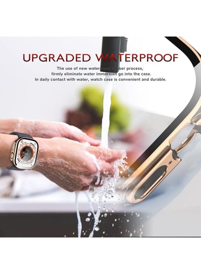 Case 49mm for Apple Watch Ultra 49mm Case Screen Protector, HD Waterproof Screen + Double-Color Elegant Bumper, Full Protective Face Cover for Apple Watch 49mm Strap Accessories - (Black&Rose Gold) - Image 4