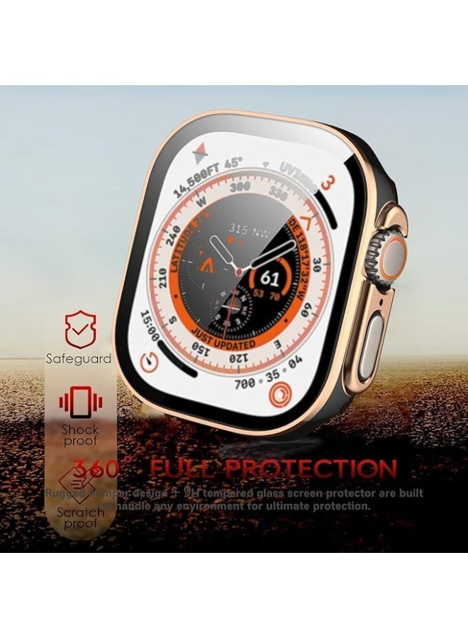 Case 49mm for Apple Watch Ultra 49mm Case Screen Protector, HD Waterproof Screen + Double-Color Elegant Bumper, Full Protective Face Cover for Apple Watch 49mm Strap Accessories - (Black&Rose Gold) - Image 5