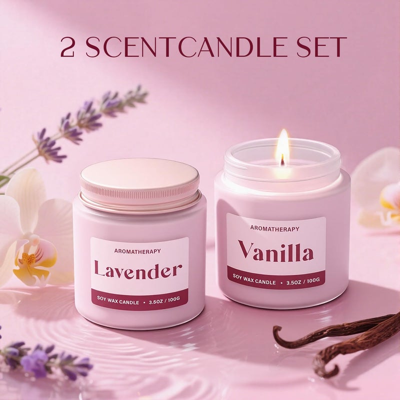 Waxcanpy Scented Candles for Women, Soy Candles for Home Scented, Candle Gift Set with Lavender & Vanilla Scents, 2 Pack Aromatherapy Candle for Relaxing, Stress Relief & Home Decor - Image 2