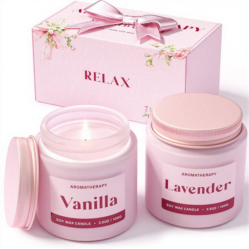 Waxcanpy Scented Candles for Women, Soy Candles for Home Scented, Candle Gift Set with Lavender & Vanilla Scents, 2 Pack Aromatherapy Candle for Relaxing, Stress Relief & Home Decor - Image 1