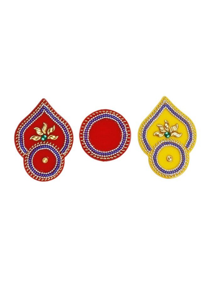 Generic - Multicolor Acrylic Rangoli For Home Office Diwali Indian Festivals Decoration Traditional Studded With Faux Stones Floor Decorations ; Modak Design Rangoli 21Rngrc01 - Image 1