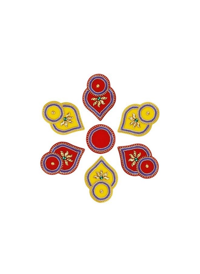 Generic - Multicolor Acrylic Rangoli For Home Office Diwali Indian Festivals Decoration Traditional Studded With Faux Stones Floor Decorations ; Modak Design Rangoli 21Rngrc01 - Image 1