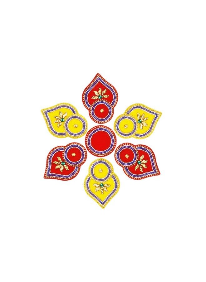 Generic - Multicolor Acrylic Rangoli For Home Office Diwali Indian Festivals Decoration Traditional Studded With Faux Stones Floor Decorations ; Modak Design Rangoli 21Rngrc01 - Image 1