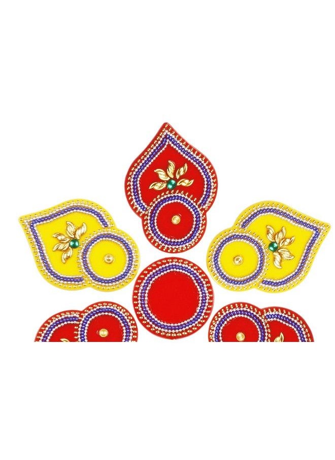 Generic - Multicolor Acrylic Rangoli For Home Office Diwali Indian Festivals Decoration Traditional Studded With Faux Stones Floor Decorations ; Modak Design Rangoli 21Rngrc01 - Image 1