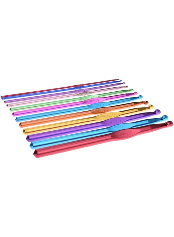 Crochet Hooks Yarn Knitting Needles Set 2mm-8mm Multicolour Aluminium Sweater Shawl Scarf Knitting Smooth Head Weave Craft (Multi, 12pcs)  - Image 3