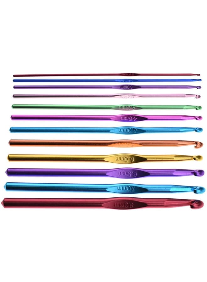 Crochet Hooks Yarn Knitting Needles Set 2mm-8mm Multicolour Aluminium Sweater Shawl Scarf Knitting Smooth Head Weave Craft (Multi, 12pcs)  - Image 4