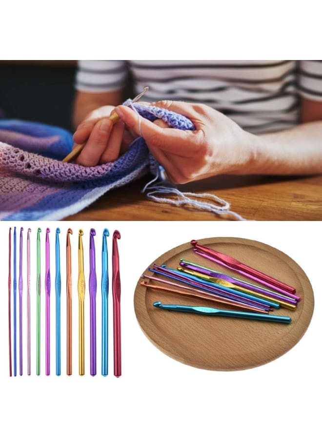 Crochet Hooks Yarn Knitting Needles Set 2mm-8mm Multicolour Aluminium Sweater Shawl Scarf Knitting Smooth Head Weave Craft (Multi, 12pcs)  - Image 2