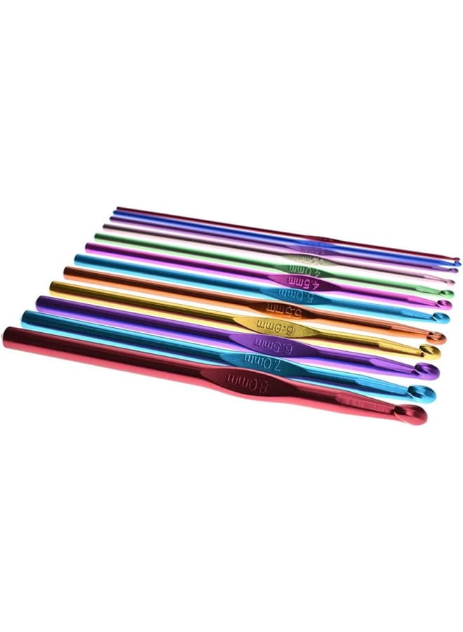 Crochet Hooks Yarn Knitting Needles Set 2mm-8mm Multicolour Aluminium Sweater Shawl Scarf Knitting Smooth Head Weave Craft (Multi, 12pcs)  - Image 5