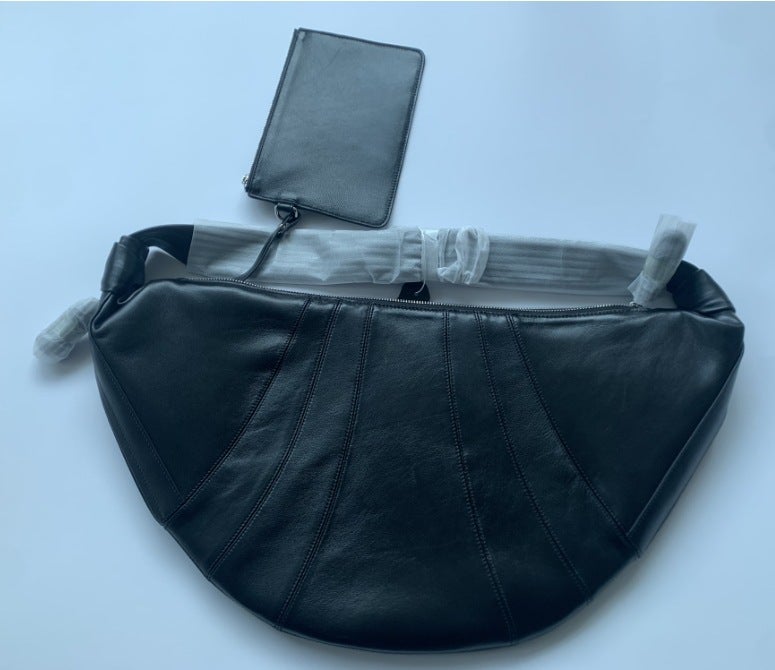2024 Sheepskin Croissant Bag Luxury Large dark chocolate color