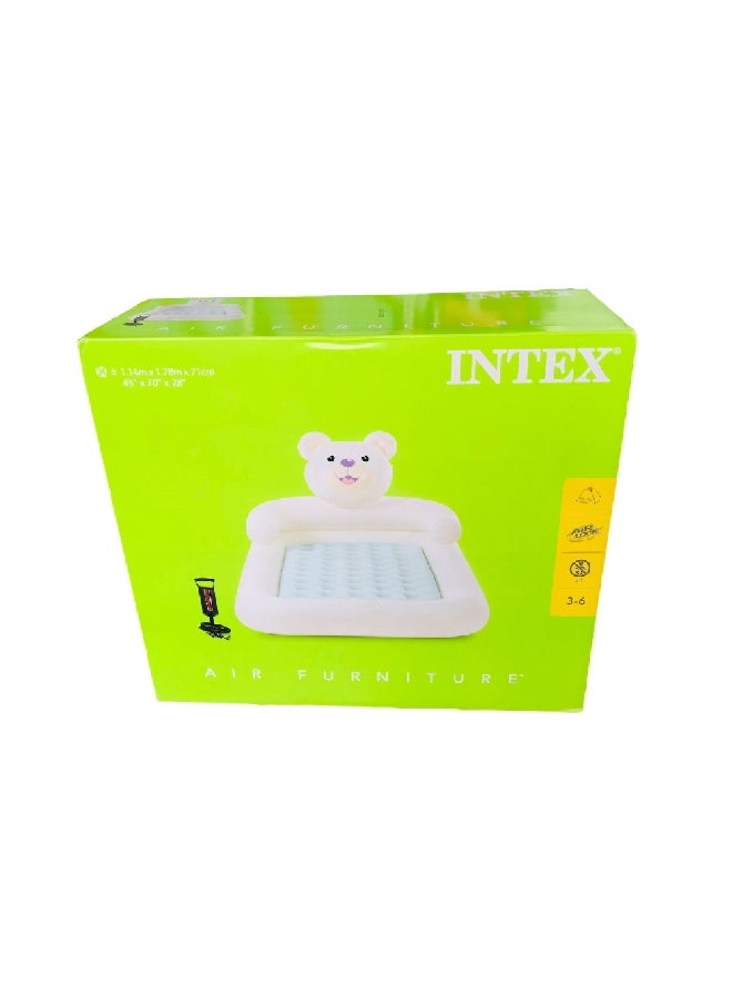 INTEX Teddy Bear Kids Inflatable Travel Air Bed with Hand Pump Cream and Blue 71 x 114 x 178 cm INT66814  - Image 5
