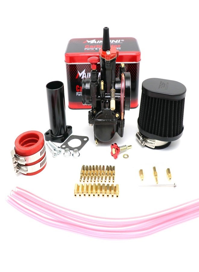 YWLUWEI PWK 21mm Carburetor Kit Universal for 50cc to 100cc 2T 4T Carburetor Air Filter Intake Pipe Manifold Main Jets Idle Jets For Mini Bike Go Kart Parts Racing (black, 30mm) - Image 3