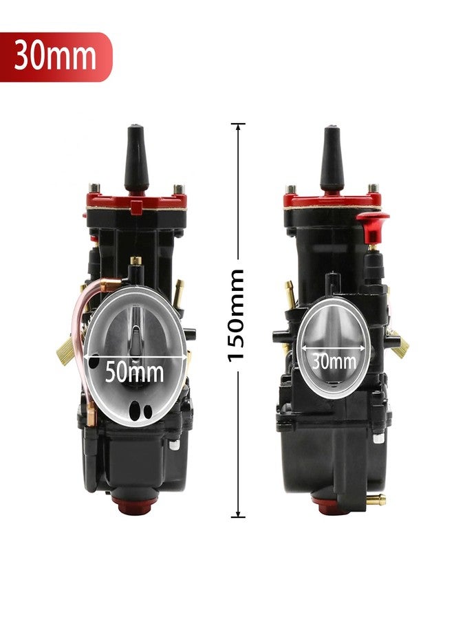 YWLUWEI PWK 21mm Carburetor Kit Universal for 50cc to 100cc 2T 4T Carburetor Air Filter Intake Pipe Manifold Main Jets Idle Jets For Mini Bike Go Kart Parts Racing (black, 30mm) - Image 2