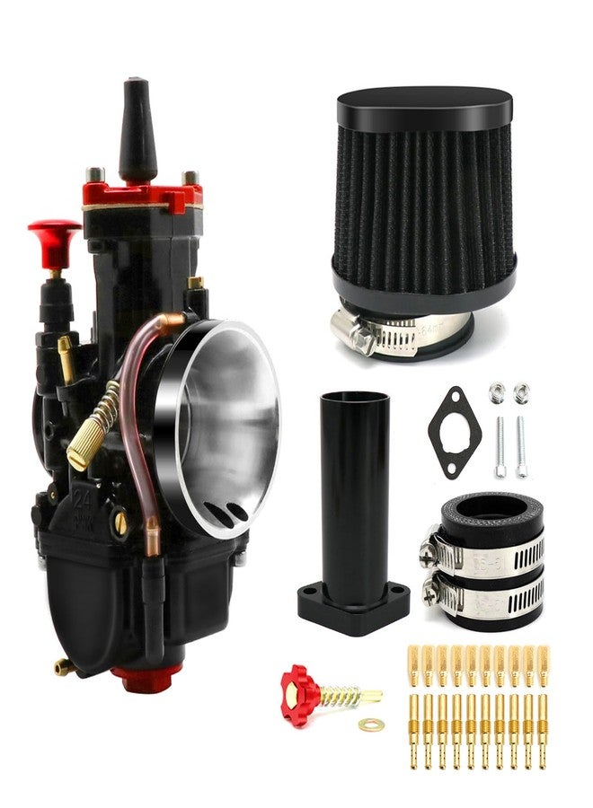 YWLUWEI PWK 21mm Carburetor Kit Universal for 50cc to 100cc 2T 4T Carburetor Air Filter Intake Pipe Manifold Main Jets Idle Jets For Mini Bike Go Kart Parts Racing (black, 30mm) - Image 1