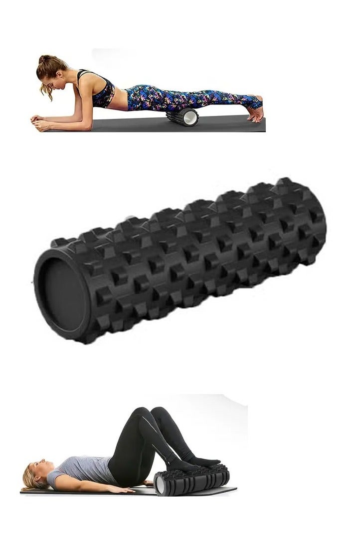 كيلا بكرة إسفنجية 45*14 سم للتمارين والتدليك، متعددة الكثافة، لصالة الألعاب الرياضية، بكرة يوجا دوارة من رغوة البوليسترين للظهر والساقين والجسم والأنسجة العميقة واستعادة العضلات وتخفيف الألم والعلاج الطبيعي والتمدد - Image 1