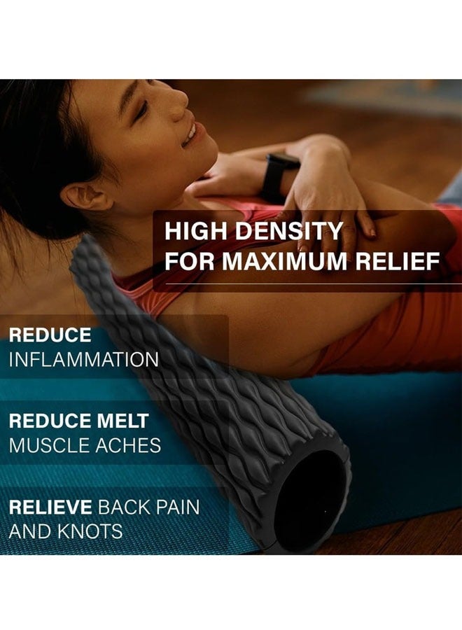 كيلا بكرة إسفنجية 45*14 سم للتمارين والتدليك، متعددة الكثافة، لصالة الألعاب الرياضية، بكرة يوجا دوارة من رغوة البوليسترين للظهر والساقين والجسم والأنسجة العميقة واستعادة العضلات وتخفيف الألم والعلاج الطبيعي والتمدد - Image 4