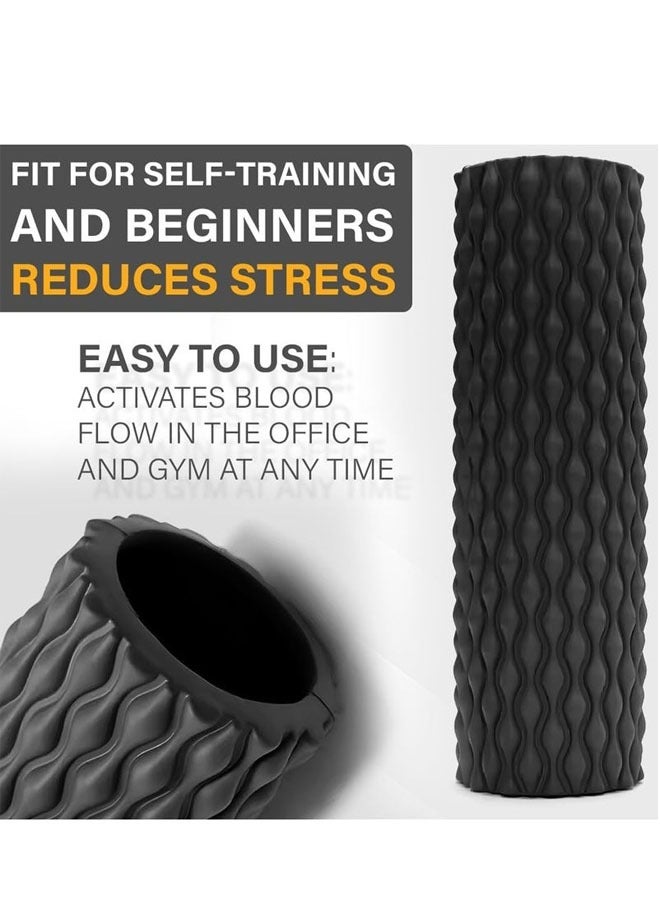 كيلا بكرة إسفنجية 45*14 سم للتمارين والتدليك، متعددة الكثافة، لصالة الألعاب الرياضية، بكرة يوجا دوارة من رغوة البوليسترين للظهر والساقين والجسم والأنسجة العميقة واستعادة العضلات وتخفيف الألم والعلاج الطبيعي والتمدد - Image 3